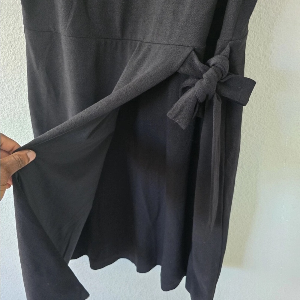 $89 Loft Black Wrap Dress Women Sz 14 Sleeveless SideTie Pencil Witchy New - Picture 7 of 12